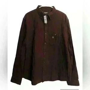 Express NWT‎ men’s maroon and black button-down cotton shirt. Size XL